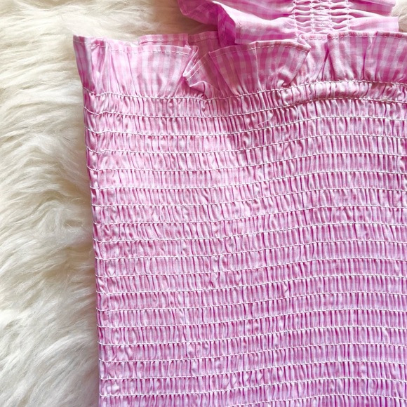 New! HILL HOUSE HOME Ellie Nap Tiered Midi Dress in Pink Gingham - Picture 12 of 13